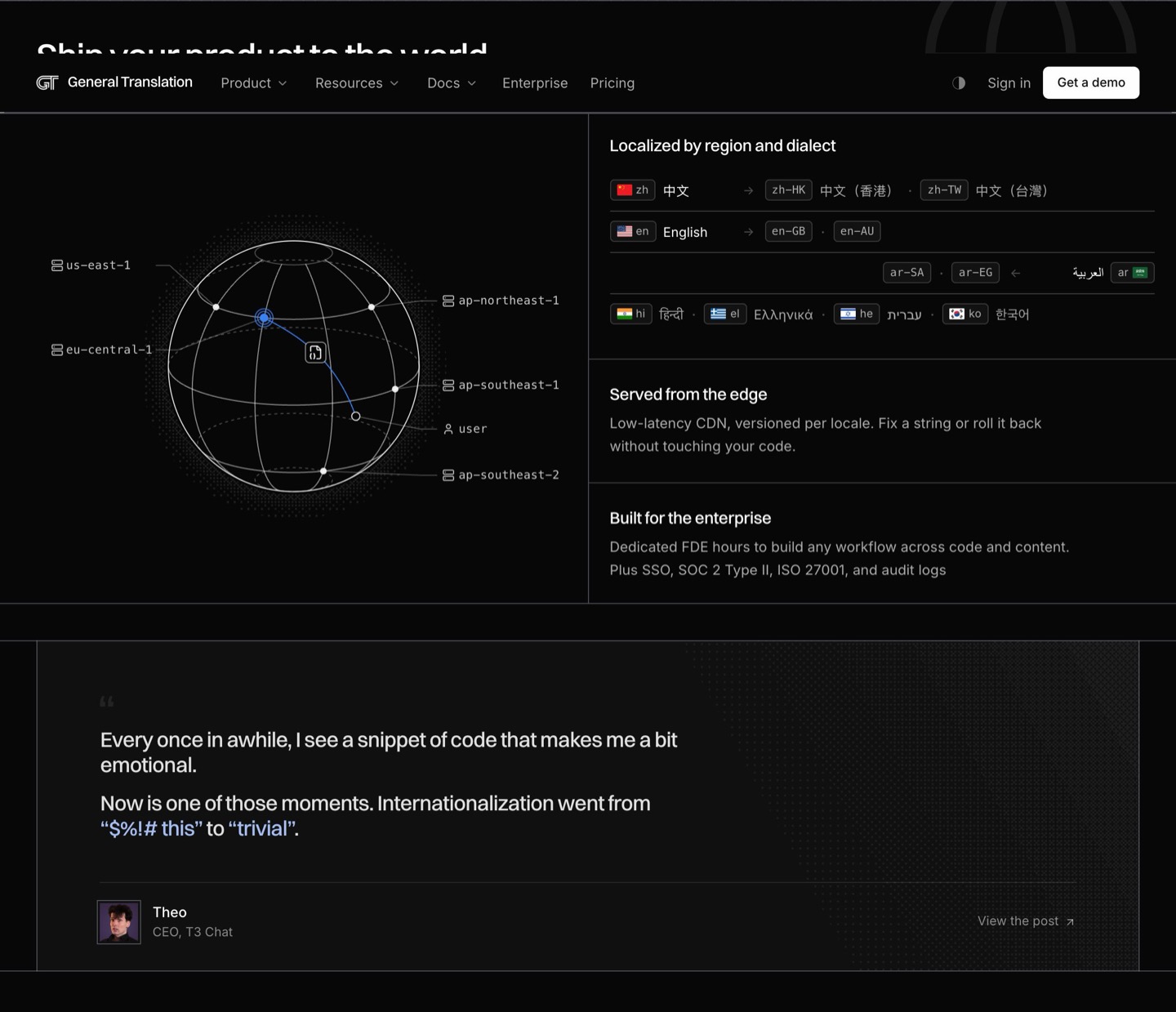 Global section: desktop, dark theme