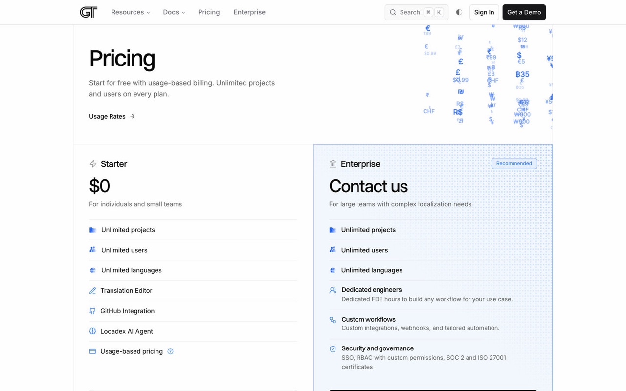The pricing page